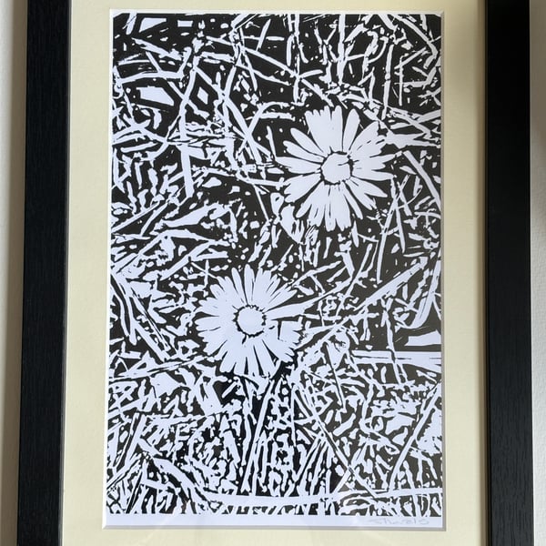 'First Daisies' Unique Monochrome Print, Eco Friendly Gifts  limited edition