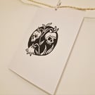 Lily of the Valley Skulls Mini Lino Print