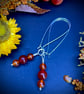 Red agate drop dangly earrings with large Sterling Silver safety hooks  - Image 7