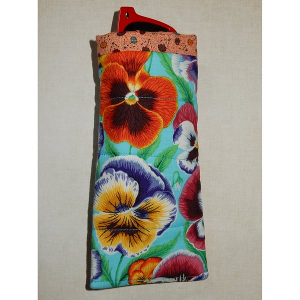 Glasses case - bright pansies - slip in