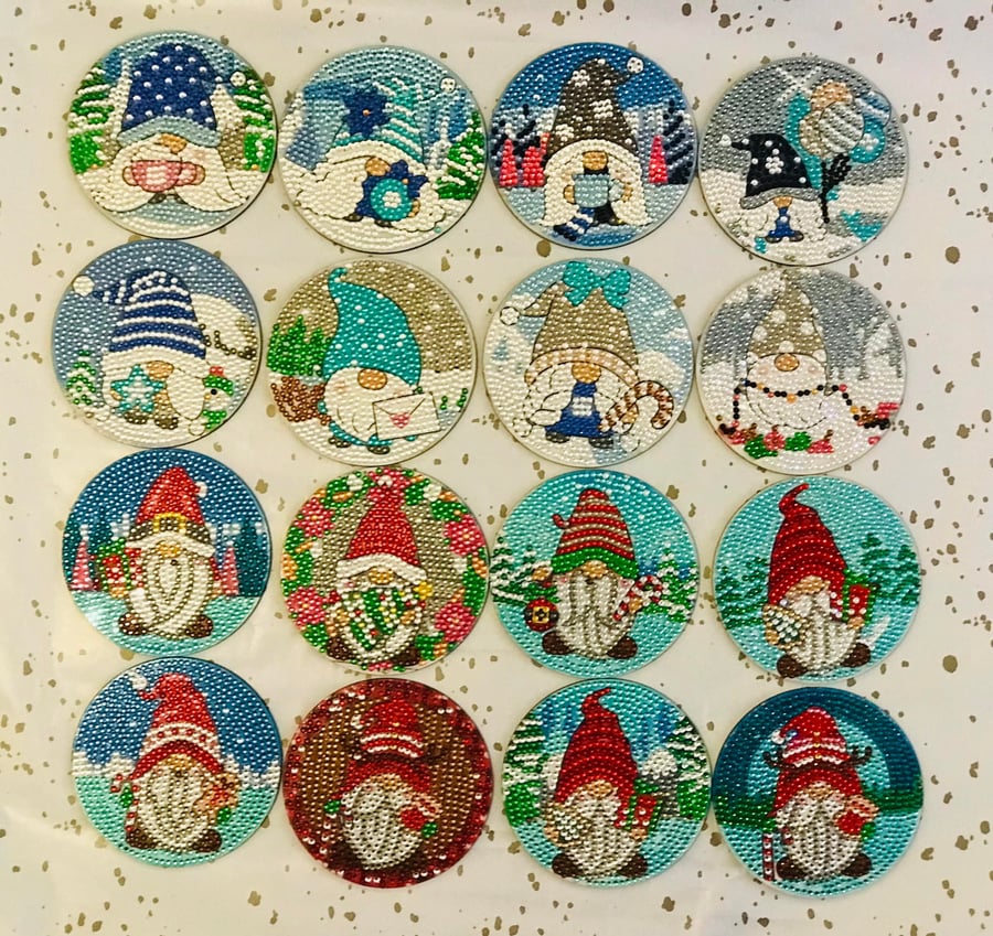 Christmas Gnome Diamond Art with Holder 16 pieces