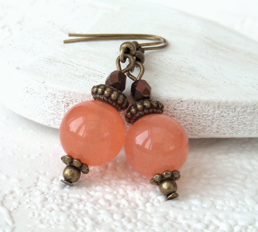 Vintage inspired earrings, with jade and crystal