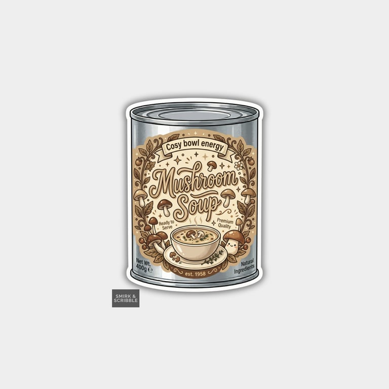Grocery Food Tin Vinyl Sticker For Adults - Mushroom Soup