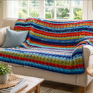 Handmade Rainbow Crochet Blanket – Colourful Bedspread or Throw