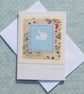 Dove of Peace hand stitched miniature with pretty fabric background - Image 4