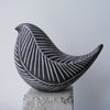 Carved raku fired bird (D) Black and White