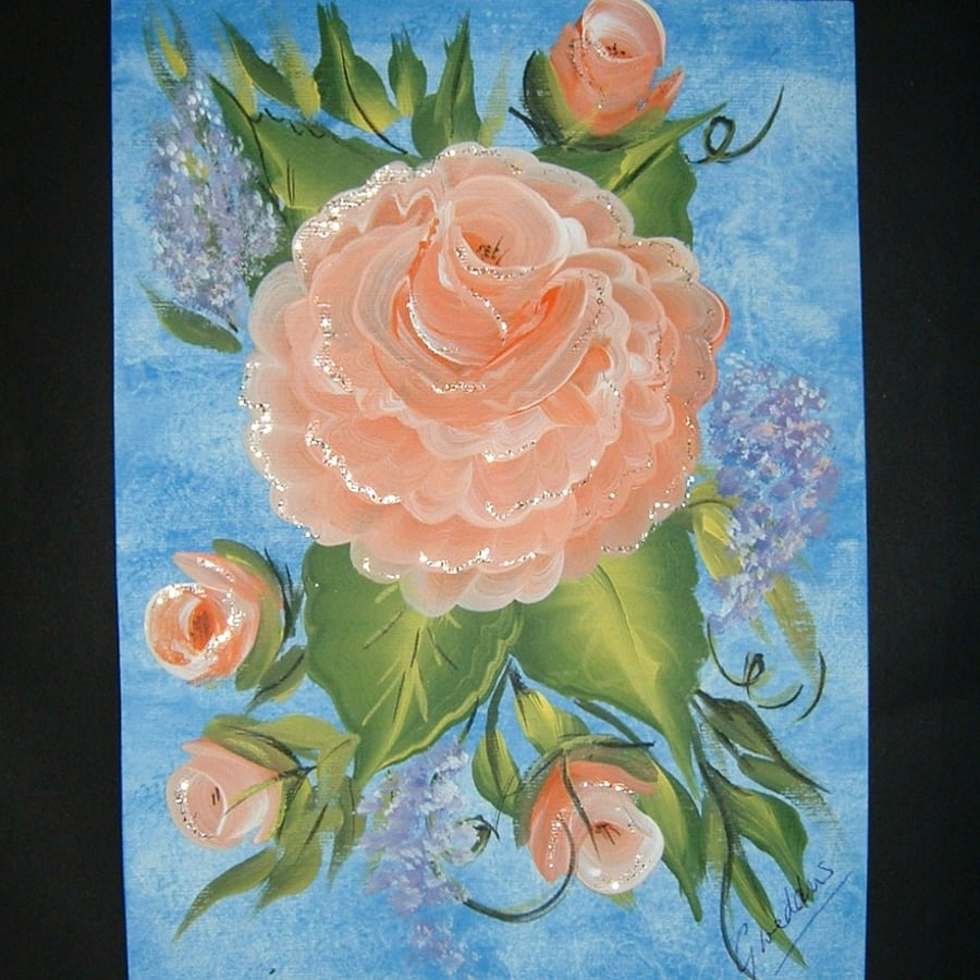 Art painting acrylic glitter roses 8x6 SPECIAL OFFER PRICE ref 009