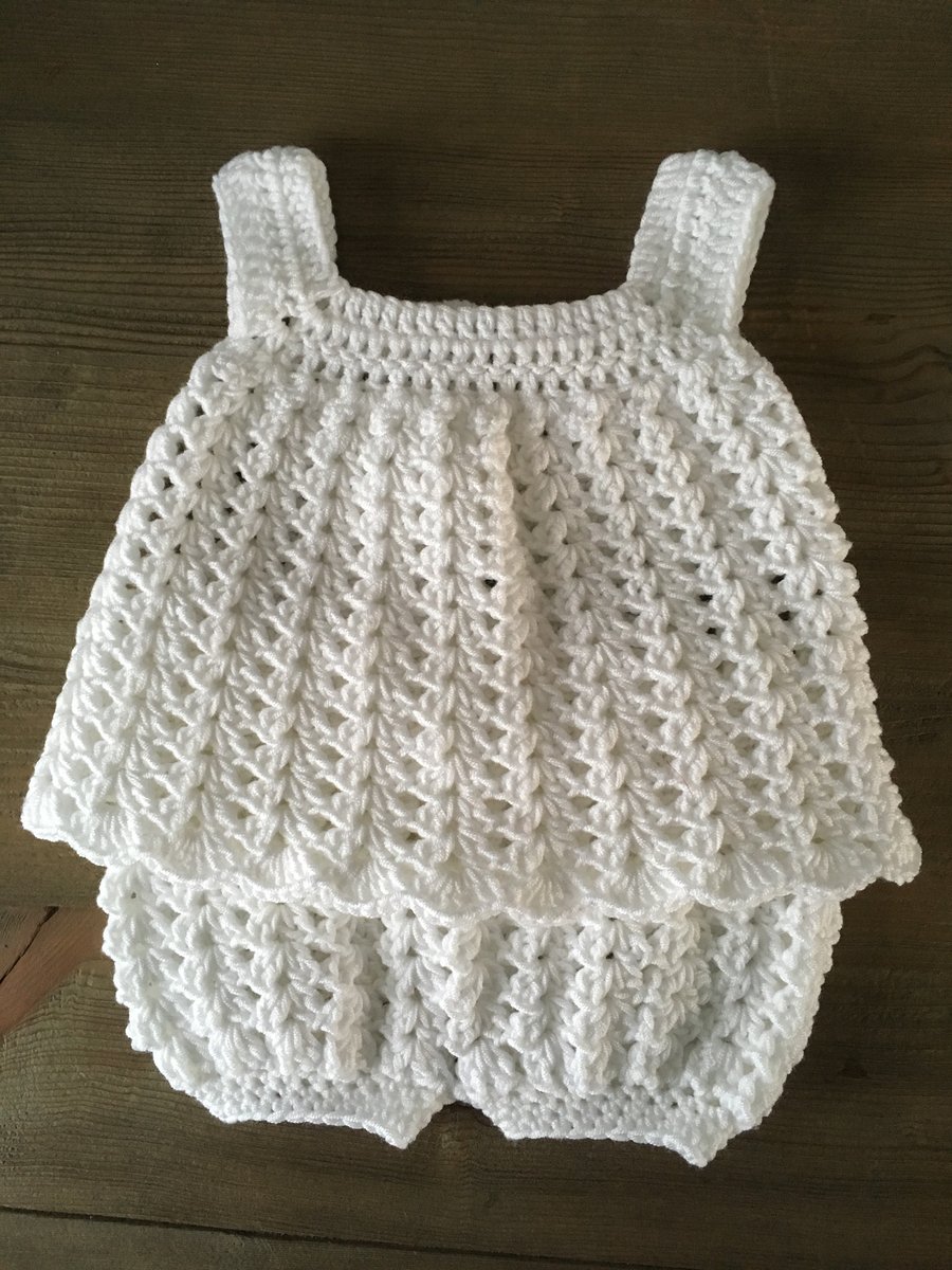 Cute Crocheted Baby Dress and Bloomers