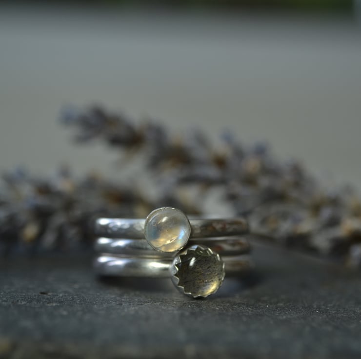 Sterling silver stacking rings - greys - Folksy