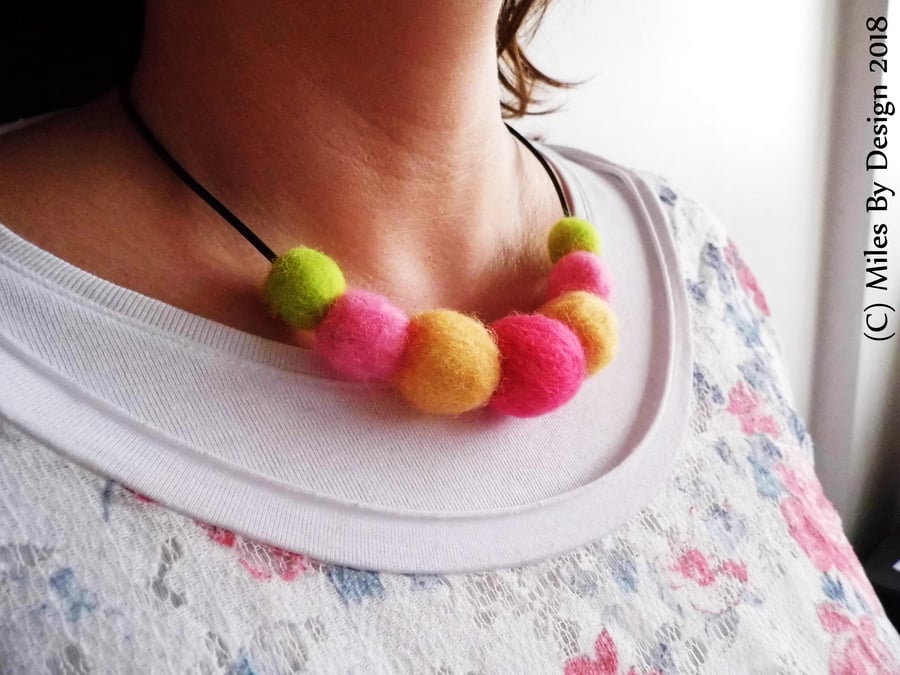 Summer Themed Needle-felted Necklace