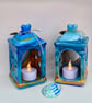 Hand-Painted Coastal Tea Light Lantern - Ceramic Seaside Candle Holder - Image 4