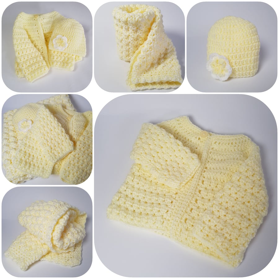 Baby Girl Cardigan, Blanket and Hat, Beautiful BundlesHandmade Heirloom Gift
