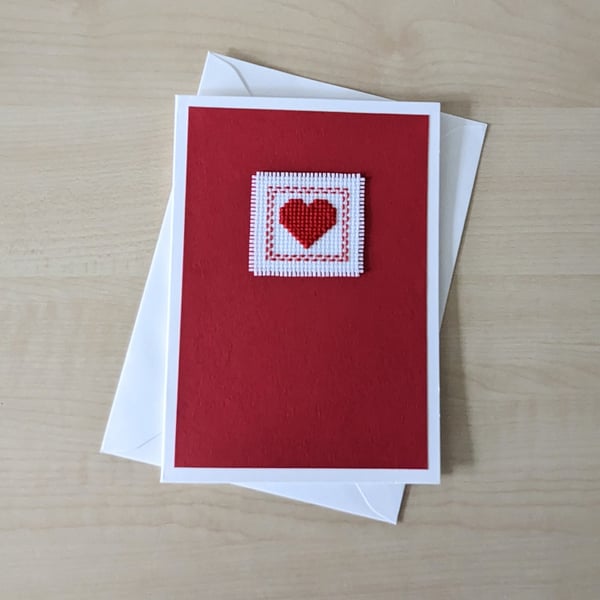 Heart cross stitch card (design 2)