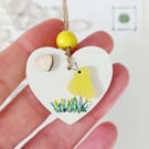 Yellow Sea Glass Bird Thank You Gift - Sea Glass Heart Chick Ornament