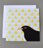 Blackbird on patterned background blank card - Image 1