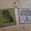 Barn Owl and Tree wall hanging 76cm- Screen printed Bunting