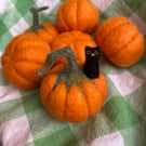 Felted Pumpkin - gift perfect for Autumn and Halloween, optional black cat. 