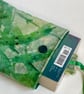 Padded book sleeve and bookmark. Gift for book-lover. Velvet shades of green