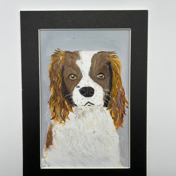Original painting. Portrait of a spaniel. 5x7" pet portrait 