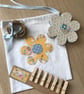 Blue and yellow floral dresser garland, made from recycled fabrics - Image 3
