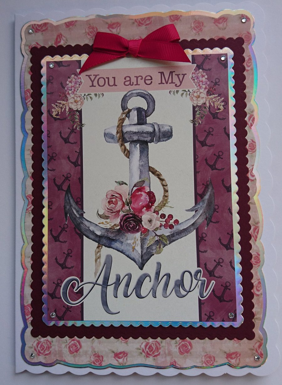 Thank You Card You Are My Anchor Happiness Any Occasion 3D Luxury Handmade