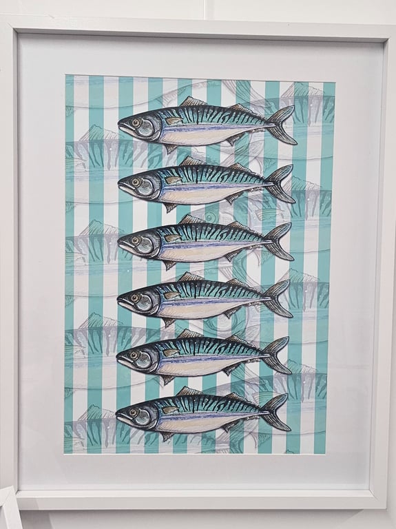 Mackerel fish seafood striped art Print