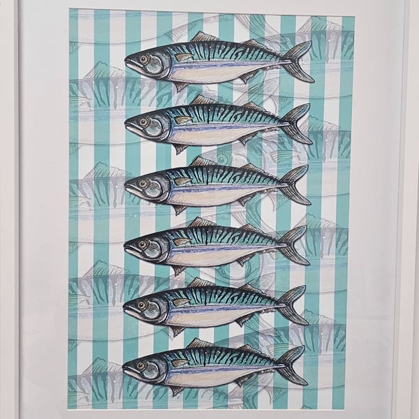 Mackerel fish seafood striped art Print