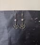 Silver pentacle charm dangle earrings with pastel faux pearl beads  - Image 2