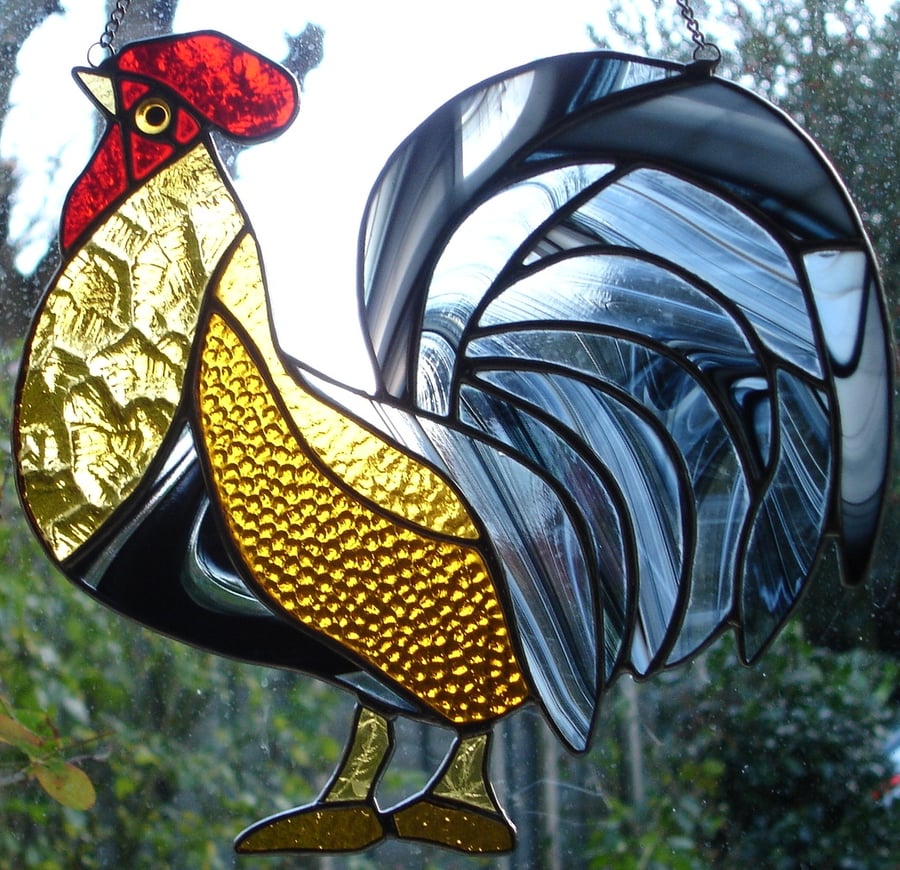 STAINED GLASS COCKEREL