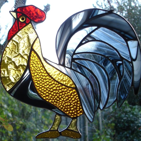 STAINED GLASS COCKEREL