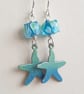 Enamel starfish earrings, Green and Blue, Ocean inspired jewellery - Image 3