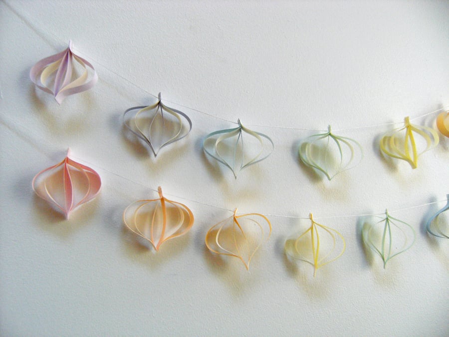 Paper Raindrops Decorations in Pastel Rainbow Colours 