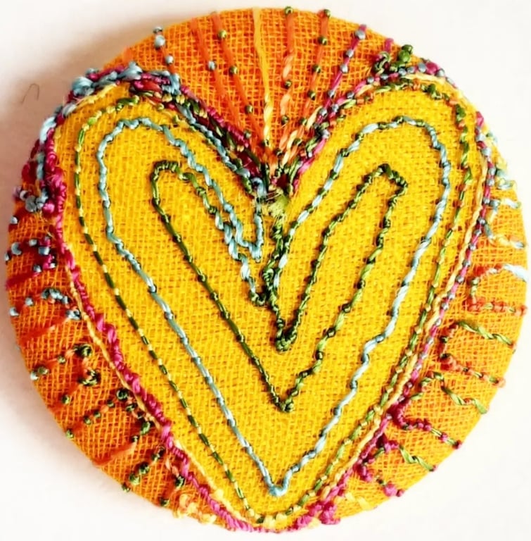 Buttons 1 inch button Hand Dyed Silks and Cottons Free Machine Embroidery Button
