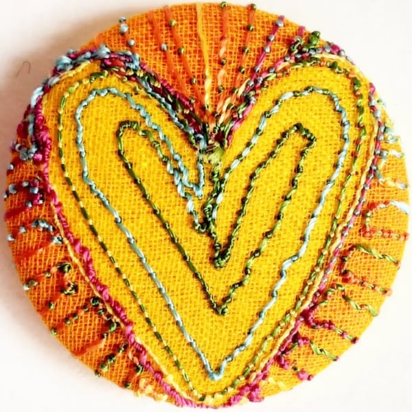Buttons 1 inch button Hand Dyed Silks and Cottons Free Machine Embroidery Button