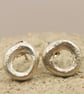 Sterling Silver Circle Stud Earrings - Organic Irregular Round Studs - Image 1