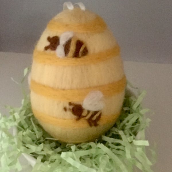 Needle Felted Wool Large Bee Easter Egg