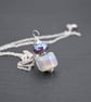 lampwork glass pendant necklace, pale lilac