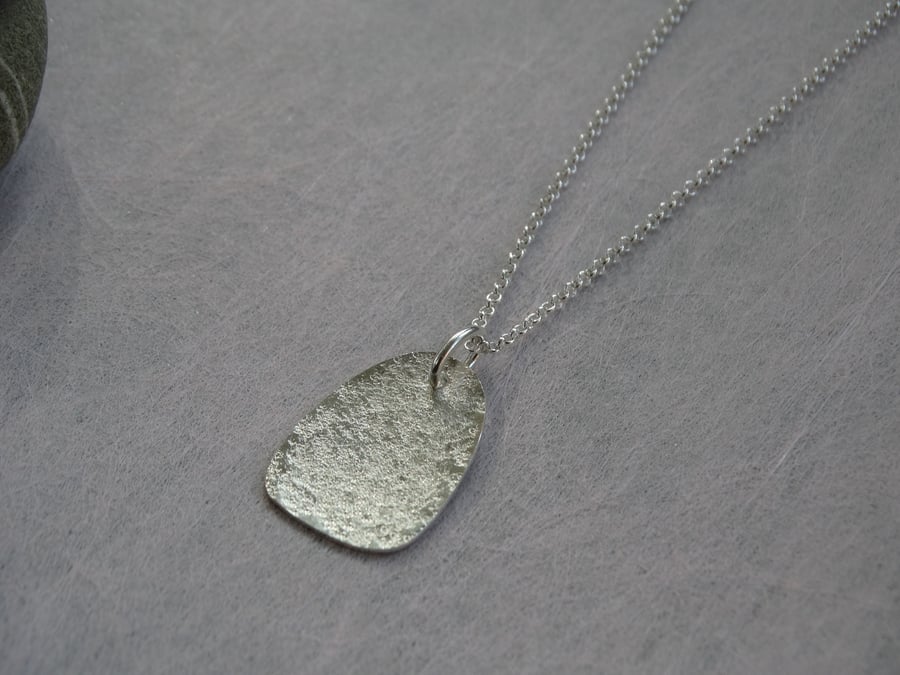 Silver pendant - textured silver - recycled silver 