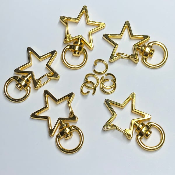 Star shape gold coloured keyring bag clips