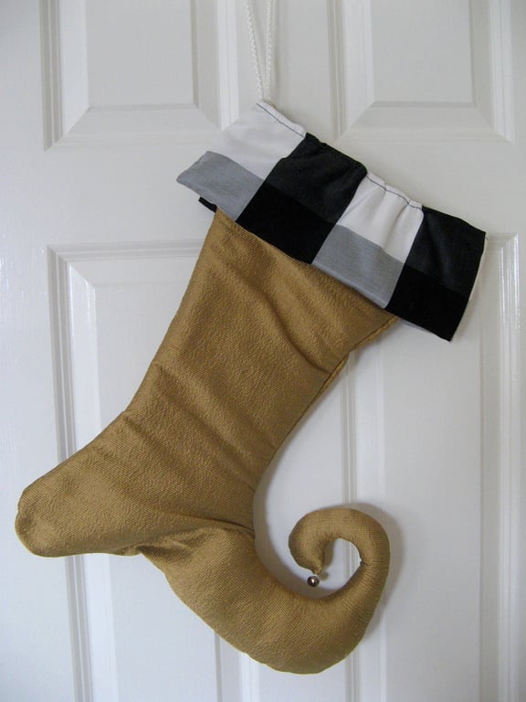Fabric gift wrapping gift holder. Wedding gift wrapping. Jester s Boot Stocking 