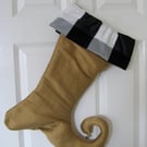 Fabric gift wrapping gift holder. Wedding gift wrapping. Jester s Boot Stocking 