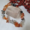 Carnelian and rutilated quartz stretch bracelet for energy