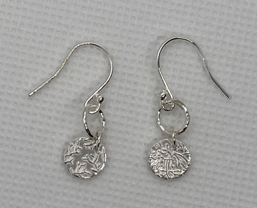 Pure silver, small circle earrings 