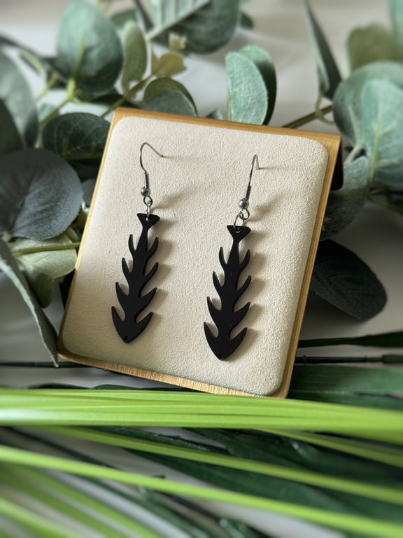 Black Fish Bone Earrings