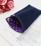 Denim glasses case with purple lining and a chrome popper.   - Image 8