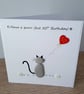 Pebble Art Cat Birthday Card: Handmade Personalized Age Card - Image 3