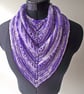 Neckwarmer, Neckerchief, Scarf, Kerchief Cowl, Knitted, Handspun, Purple Merino - Image 2