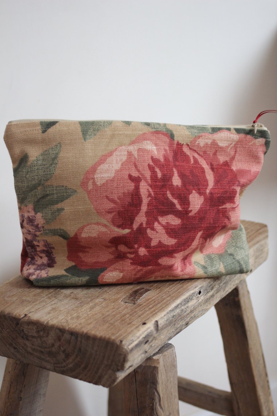 Floral linen zip up pouch made from Sanderson 'Pangbourne' fabric - postage inc