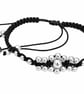 Black macrame silver metal beads bracelet one size - Image 2
