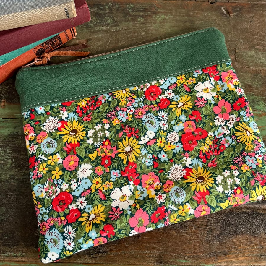 Liberty Flower Show cotton book pouch zip bag padded bag